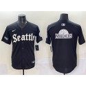 Seattle Mariners Team Big Logo Black 'Deep Sea Gothic Edition' Vapor Premier Limited Stitched Jersey
