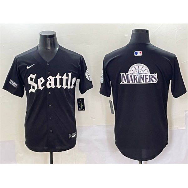 Seattle Mariners Team Big Logo Black 'Deep Sea Gothic Edition' Vapor Premier Limited Stitched Jersey