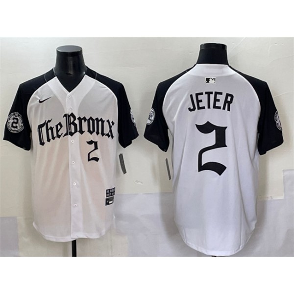 New York Yankees #2 Derek Jeter White Black 'Gothic Legacy Edition' Vapor Premier Limited Stitched Jersey