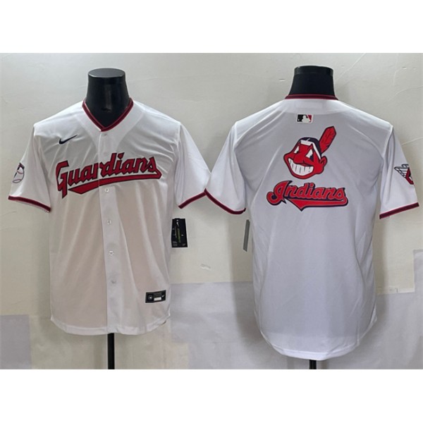 Cleveland Guardians Team Big Logo White Home Limited Stitched Jersey