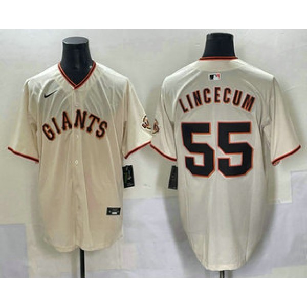 San Francisco Giants #55 Tim Lincecum Cream Limited Stitched Jersey