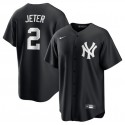 New York Yankees #2 Derek Jeter Black Lights Out Limited Stitched Jersey