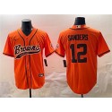Cleveland Browns #12 Shedeur Sanders Orange With Patch Cool Base Stitched Jersey