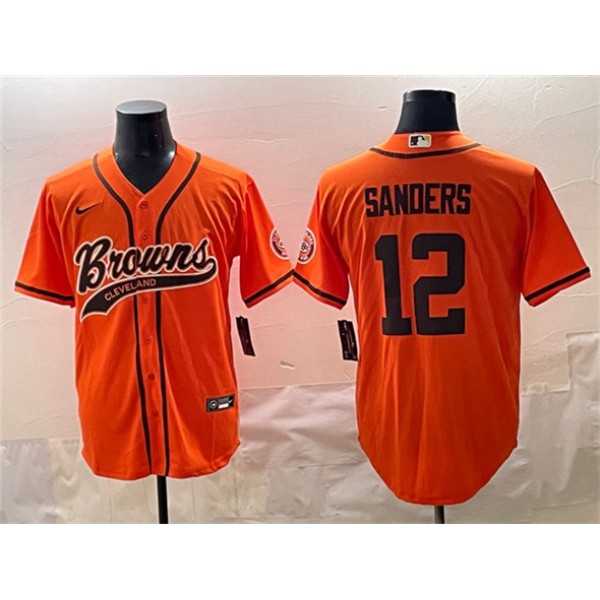 Cleveland Browns #12 Shedeur Sanders Orange With Patch Cool Base Stitched Jersey