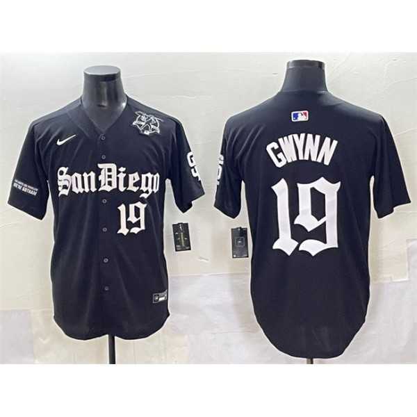 San Diego Padres #19 Tony Gwynn Black Gothic Edition Vapor Limited Stitched Jersey