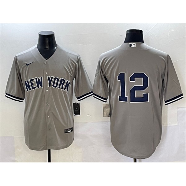 New York Yankees #12 Trent Grisham Grey Cool Base Stitched Jersey