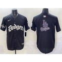 Los Angeles Dodgers Team Big Logo Black 2025 LA Gothic Style With 2024 World Series Champions Patch Vapor Premier Limited Stitched Jersey