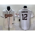 Cleveland Browns #12 Shedeur Sanders White With Patch Cool Base Stitched Jersey