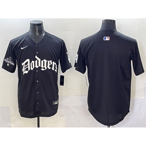 Los Angeles Dodgers Blank Black 2025 LA Gothic Style With 2024 World Series Champions Patch Vapor Premier Limited Stitched Jersey