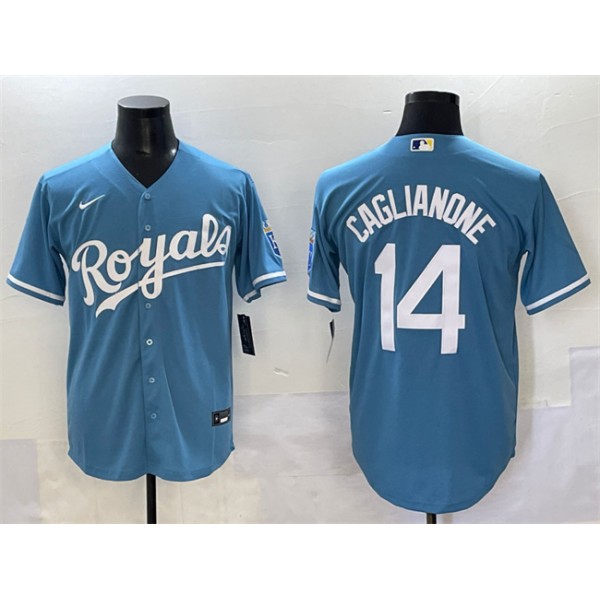Kansas City Royals #14 Jac Caglianone Light Blue Cool Base Stitched Jersey