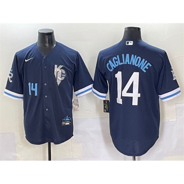 Kansas City Royals #14 Jac Caglianone Navy City Connect Stitched Jersey