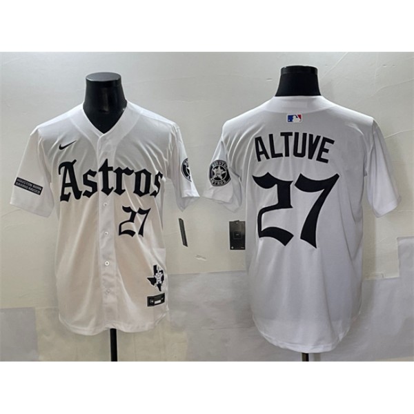 Houston Astros #27 Jose Altuve White Gothic 'Houston Born Barrio Raised' Limited Stitched Jersey