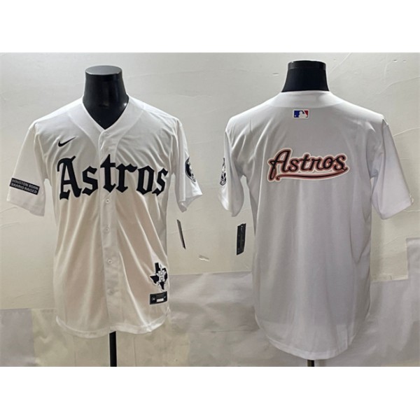 Houston Astros Team Big Logo White Gothic 'Houston Born Barrio Raised' Limited Stitched Jersey