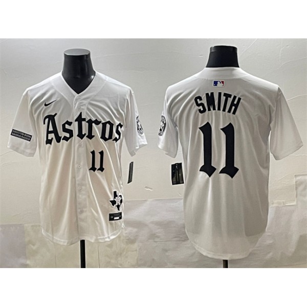 Houston Astros #11 Cam Smith White Gothic 'Houston Born Barrio Raised' Limited Stitched Jersey