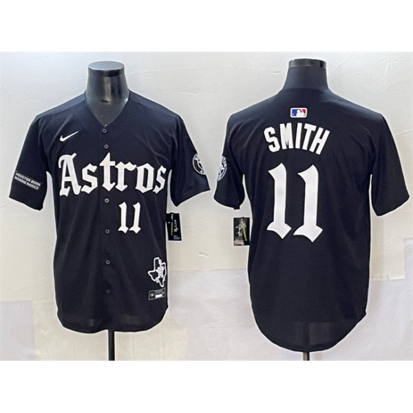 Houston Astros #11 Cam Smith Black Gothic 'Houston Born Barrio Raised' Limited Stitched Jersey