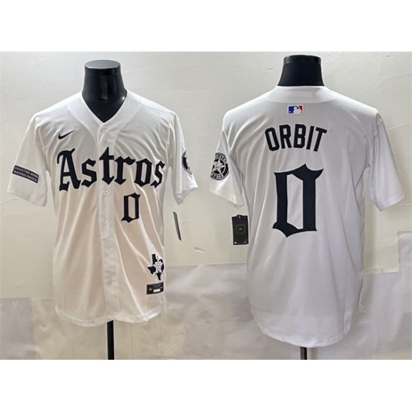 Houston Astros #0 Orbit White Gothic 'Houston Born Barrio Raised' Limited Stitched Jersey