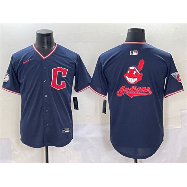 Cleveland Guardians Team Big Logo Navy 2025 Alternate Limited Stitched Jersey