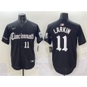 Cincinnati Reds #11 Barry Larkin Black 'Gothic Queen City Edition' Vapor Premier Limited Stitched Jersey