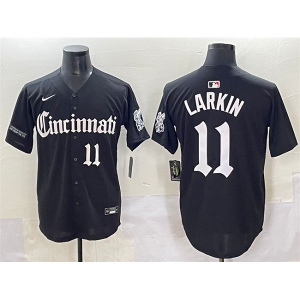 Cincinnati Reds #11 Barry Larkin Black 'Gothic Queen City Edition' Vapor Premier Limited Stitched Jersey