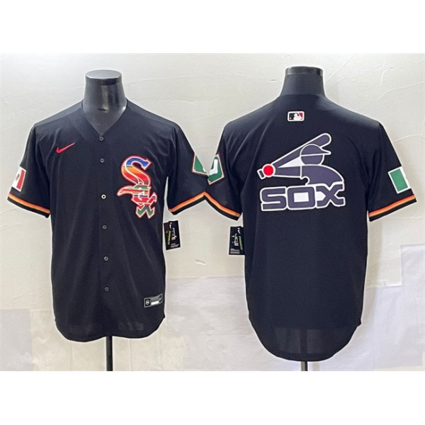 Chicago White Sox Team Big Logo Black Mexico Limited Stitched Jersey