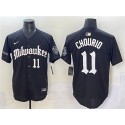 Milwaukee Brewers #11 Jackson Chourio Black 'Gothic 414 Shadows Edition' Vapor Premier Limited Stitched Jersey