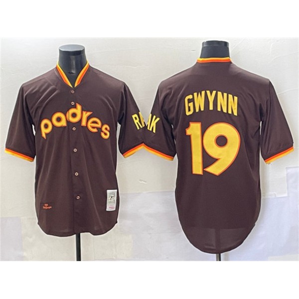 San Diego Padres #19 Tony Gwynn Brown Throwback Stitched Jersey