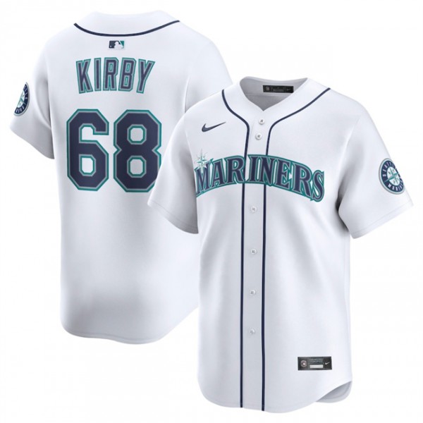 Seattle Mariners #68 George Kirby White Home Limited Stitched Jersey