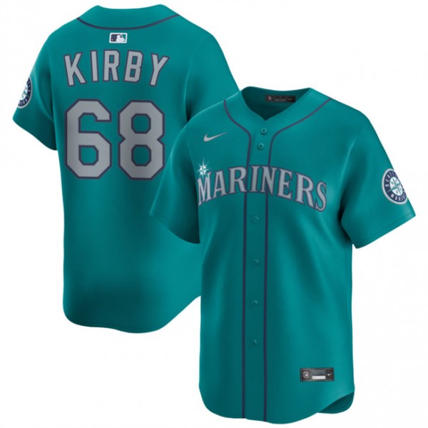 Seattle Mariners #68 George Kirby Aqua Limited Stitched Jersey