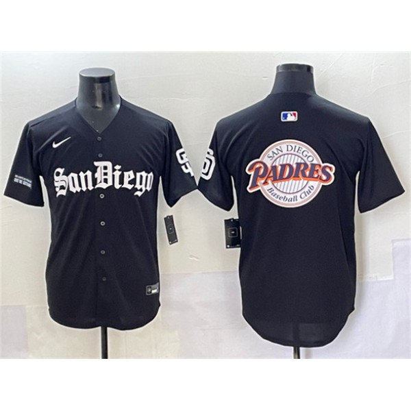 San Diego Padres Team Big Logo Black Gothic Edition Vapor Limited Stitched Jersey