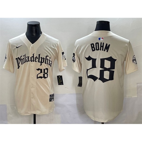 Philadelphia Phillies #28 Alec Bohm Cream Gothic Vapor Limited Stitched Jersey