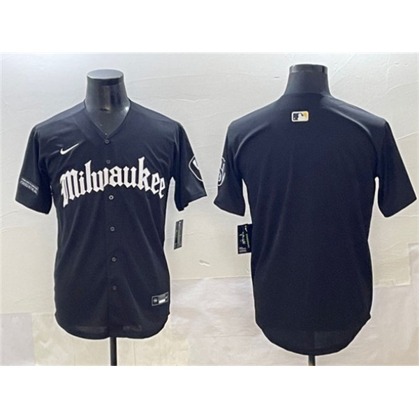 Milwaukee Brewers Blank Black 'Gothic 414 Shadows Edition' Vapor Premier Limited Stitched Jersey