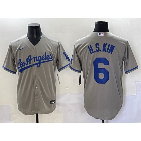 Los Angeles Dodgers #6 H.S.Kim Gray Cool Base Stitched Jersey