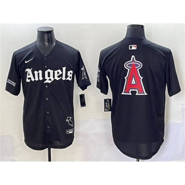Los Angeles Angels Team Big Logo Black 'Gothic Halo Edition' Vapor Limited Stitched Jersey