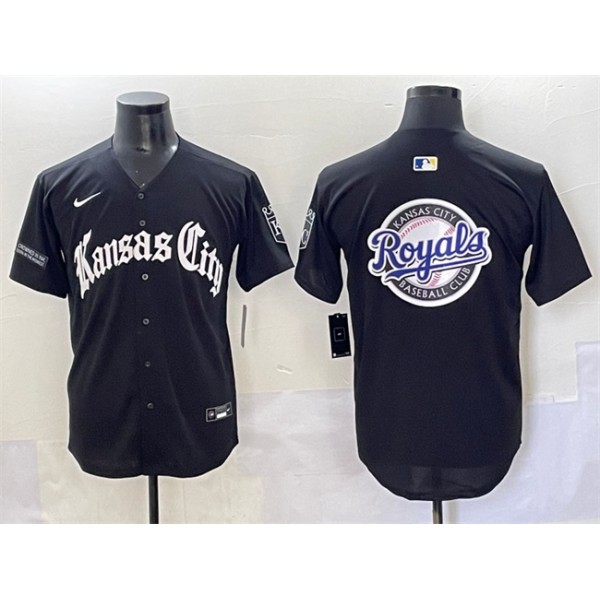 Kansas City Royals Team Big Logo Black 'Gothic Crown Edition' Vapor Premier Limited Stitched Jersey