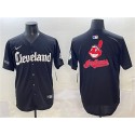 Cleveland Guardians Team Big Logo Black Gothic Vapor Premier Limited Stitched Jersey