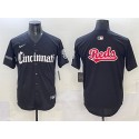 Cincinnati Reds Team Big Logo Black 'Gothic Queen City Edition' Vapor Premier Limited Stitched Jersey