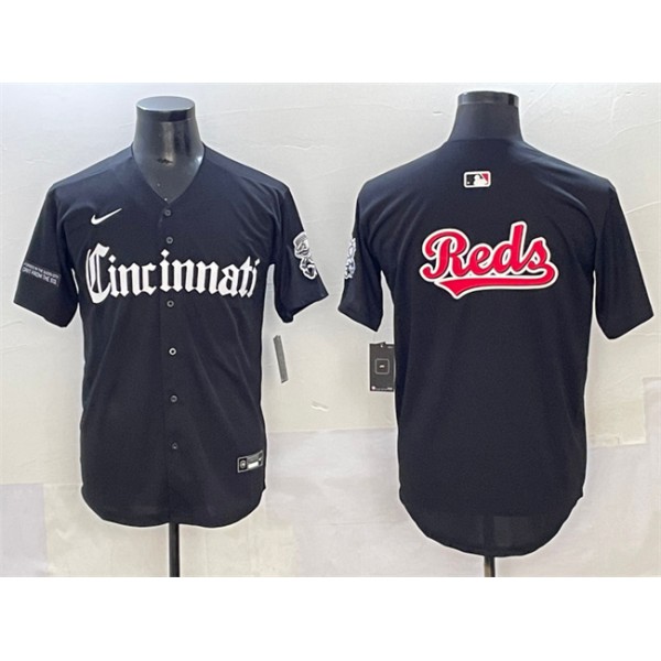 Cincinnati Reds Team Big Logo Black 'Gothic Queen City Edition' Vapor Premier Limited Stitched Jersey