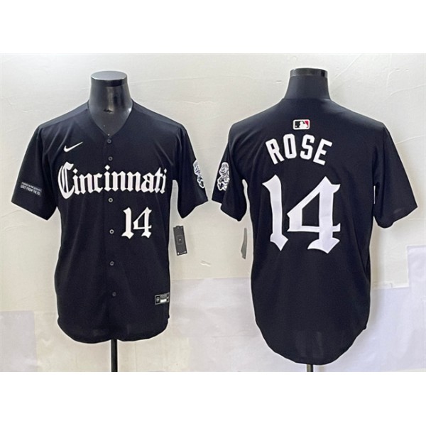 Cincinnati Reds #14 Pete Rose Black 'Gothic Queen City Edition' Vapor Premier Limited Stitched Jersey