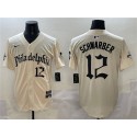 Philadelphia Phillies #12 Kyle Schwarber Cream Gothic Vapor Limited Stitched Jersey