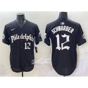 Philadelphia Phillies #12 Kyle Schwarber Black Gothic Vapor Limited Stitched Jersey