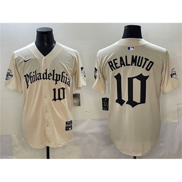 Philadelphia Phillies #10 J.T. Realmuto Cream Gothic Vapor Limited Stitched Jersey
