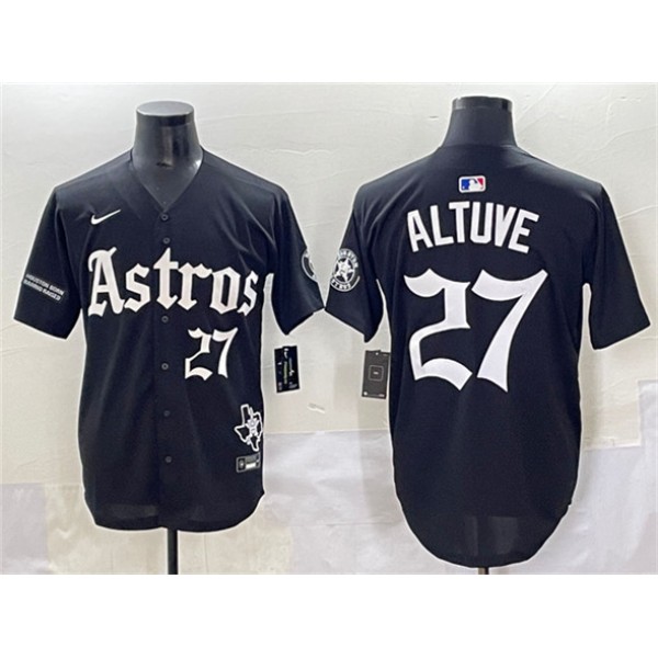 Houston Astros #27 Jose Altuve Black Gothic 'Houston Born Barrio Raised' Limited Stitched Jersey