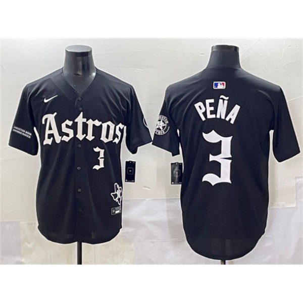 Houston Astros #3 Jeremy Pena Black Gothic 'Houston Born Barrio Raised' Limited Stitched Jersey