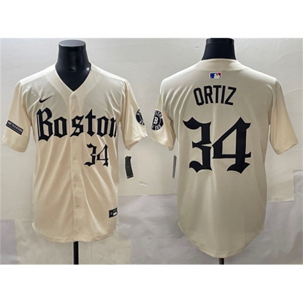 Boston Red Sox #34 David Ortiz Cream Gothic Vapor Limited Stitched Jersey