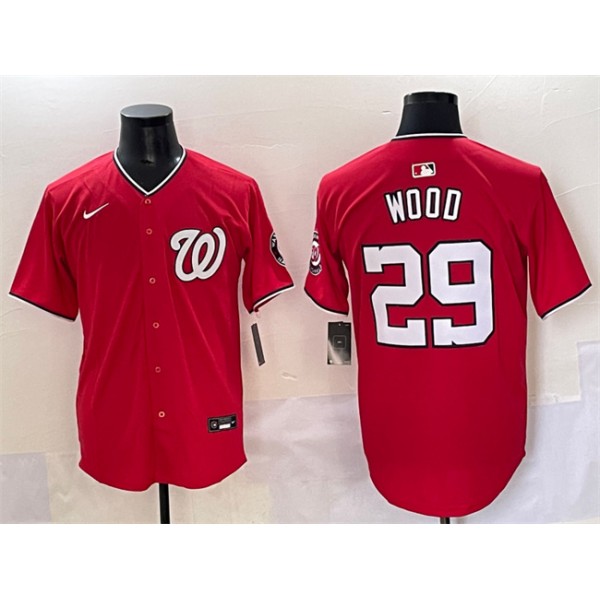 Washington Nationals #29 James Wood Red Limited Stitched Jersey