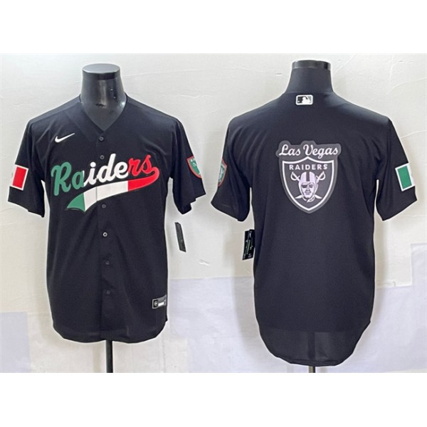 Las Vegas Raiders Team Big Logo Black Mexico Cool Base Stitched Jersey