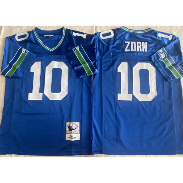 Seattle Seahawks #10 Jim Zorn Royal Throwback Stitched Jersey