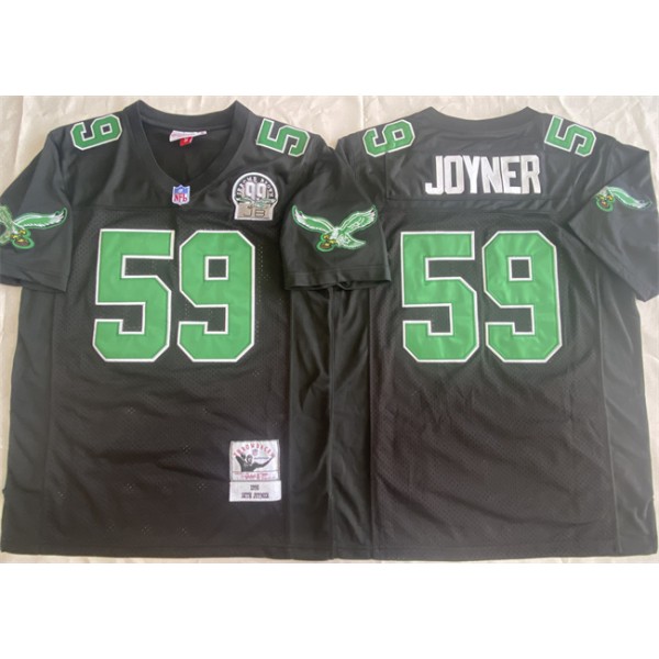 Philadelphia Eagles #59 Seth Joyner Black Throwback Stitched Jersey