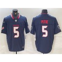 Houston Texans #5 Jalen Pitre Navy F.U.S.E. Vapor Limited Stitched Jersey