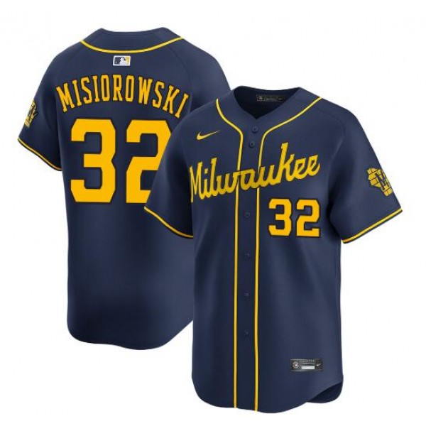 Milwaukee Brewers #32 Jacob Misiorowski Navy Alternate Limited Stitched Jersey